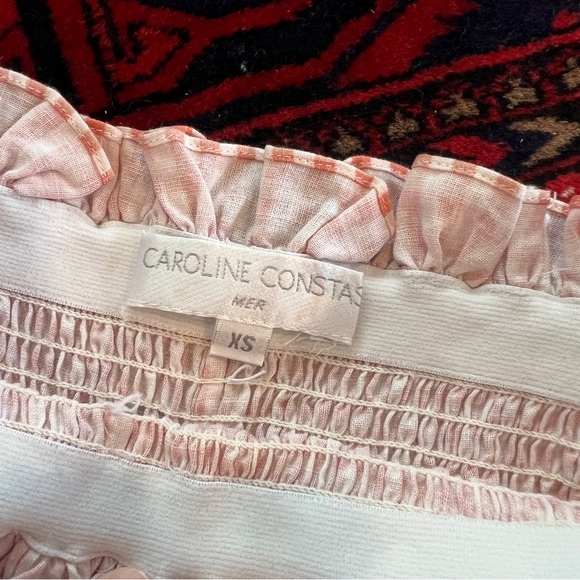 Caroline Constas Ruffle linen Gingham shorts size extra small - Picture 3 of 9